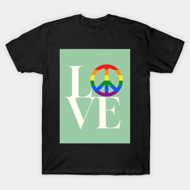 Peace and love - symbol for diversity and inclusion in green T-Shirt by punderful_day